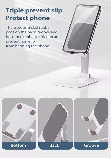 Підставка-тримач настільна для телефону JK001,складна, біла Кам'янець-Подільський - фото 5