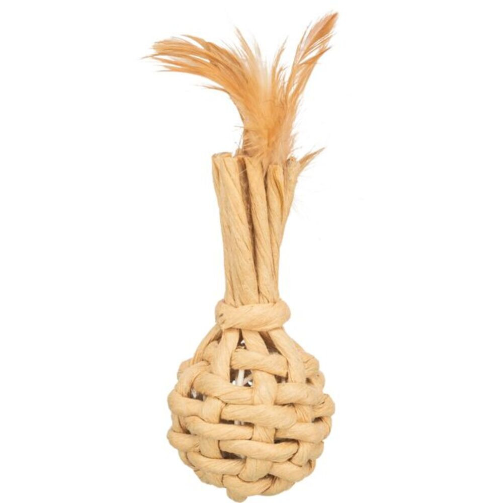 Игрушка Trixie для кошек Шар бумажная пряжа с перьями 15 см Киев - изображение 1