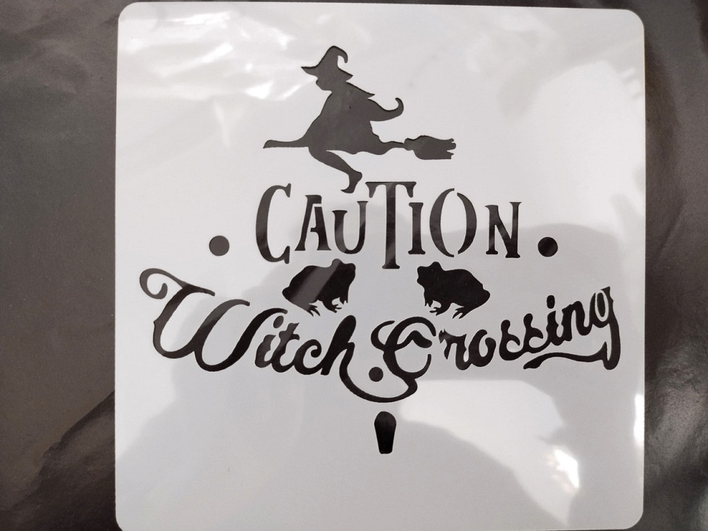 Трафарет на Хэллоуин Ведьма на метле 15 на 15 см серый Киев - изображение 3