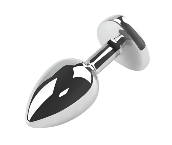 Анальна пробка із кристалом EGZO - Silver Heart Plug Pink size M Sex Aura Київ