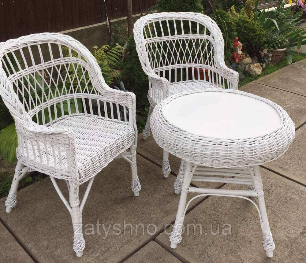 Білі плетені меблі|  Комплект плетених меблів | меблі з лози з журнальним столом Київ - фото 4