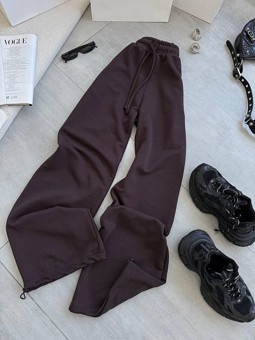Женские базовые брюки - джоггеры турецкая петля пенье Шоколад Одесса - изображение 2