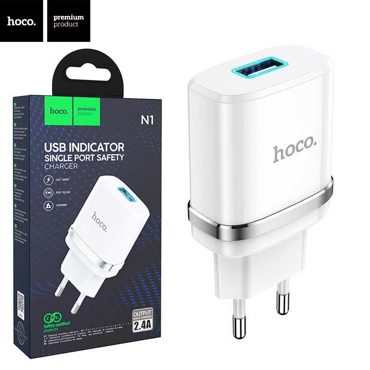 СЗУ HOCO N1 1USB/2.4A + USB - Lightning 12pc, сетевое зарядное устройство, Белый Каменец-Подольский - изображение 3