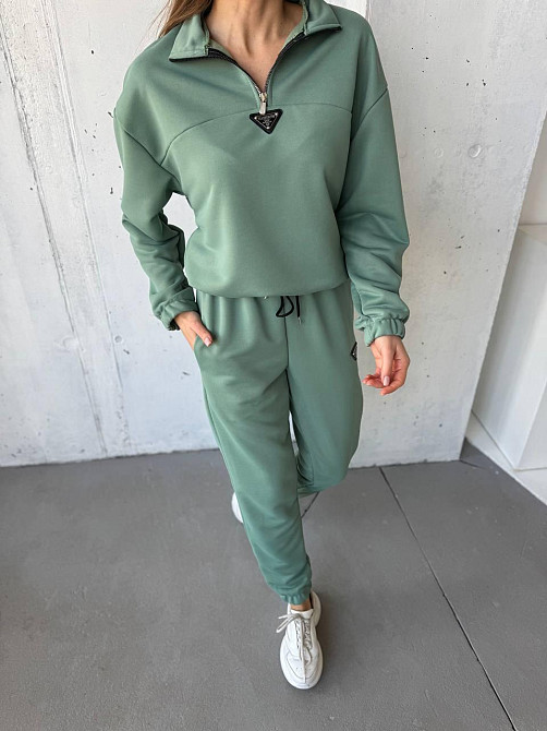 Жіночий повсякденний костюм-двійка: кофта та штани двохнитка-петля Оливка, 54/56 Одеса - фото 1