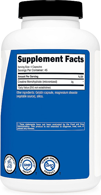 Creatine Monohydrate, 180 Capsules (750 mg per Capsule) Луцьк - фото 2