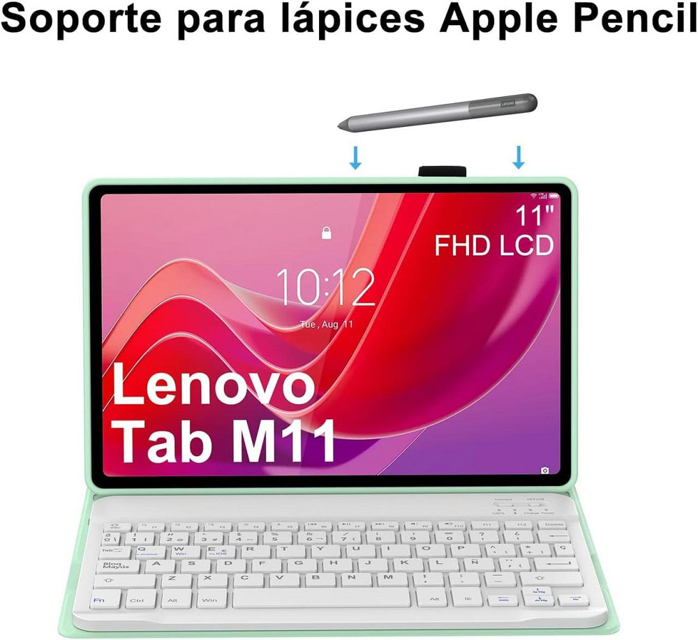 Чохол з Bluetooth клавіатурою для Lenovo Tab M11 2024 11" TB330FU, TB330XU, світло-зелений з тримачем для стилуса QWERTY Київ - фото 8