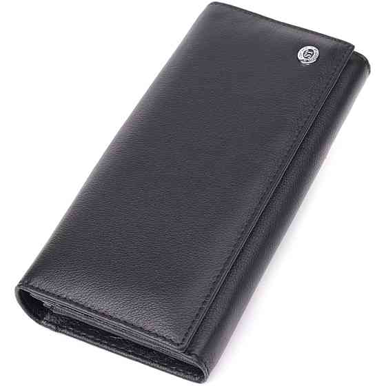 Солідний жіночий гаманець із натуральної шкіри Чорний (ST Leather) Київ