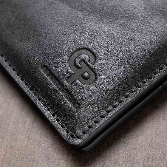 Кожаное мужское глянцевое портмоне GRANDE PELLE 11554 Черный Киев