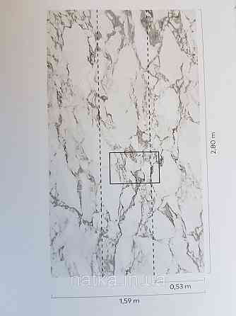 Обои виниловые Grandeco One roll one motif 1.59x2.8 панно мурал 3д под камень мрамор черный на белом Киев