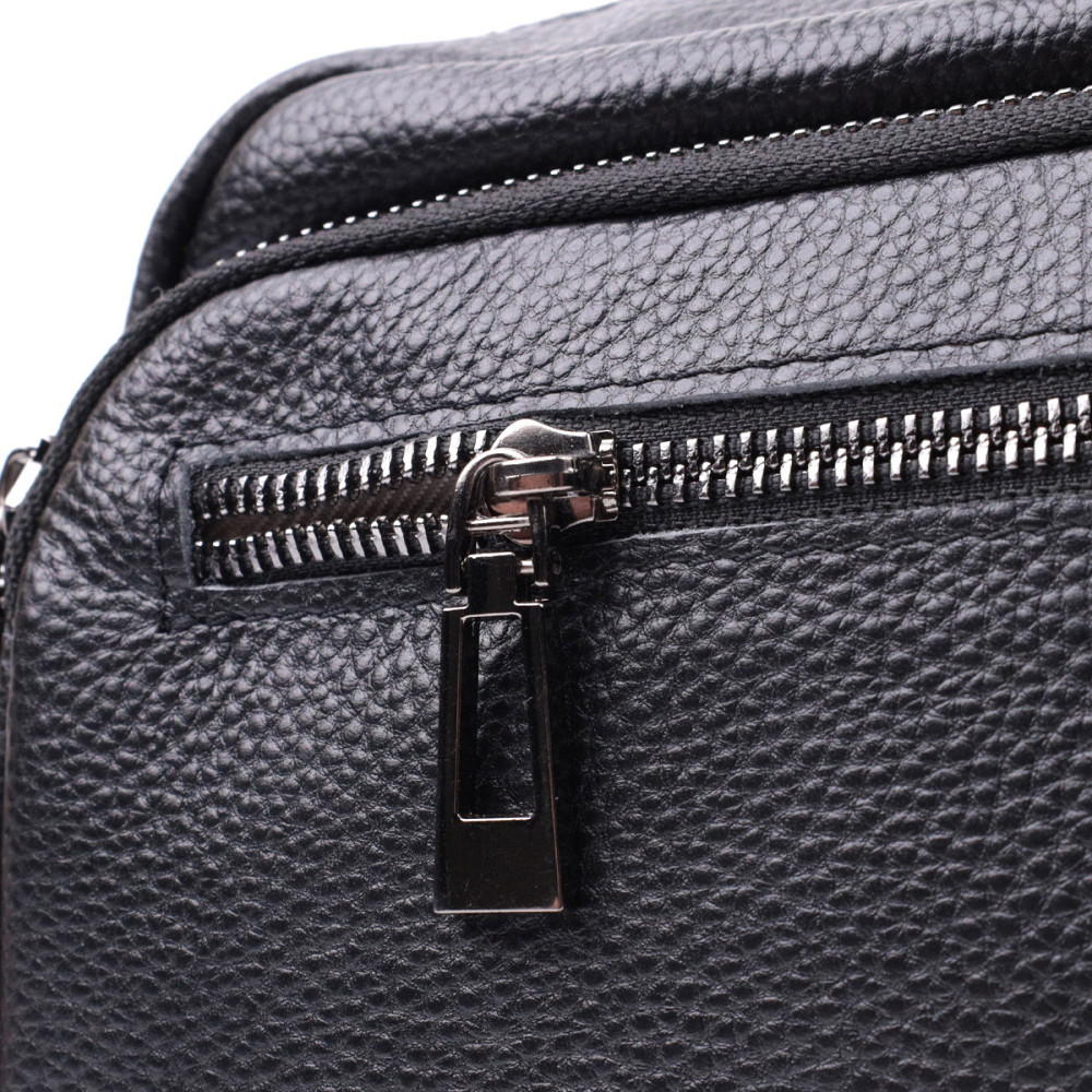 Сумка жіноча в класичному кольорі з накладною кишенею з натуральної шкіри Vintage 22640 Чорна Київ - фото 8