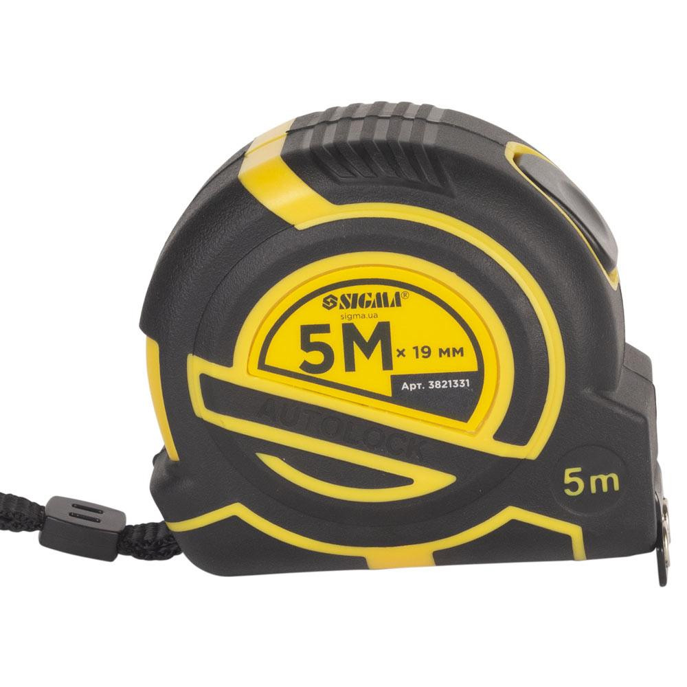 Рулетка магнітна гумова ClickLock нейлонове покриття автостоп 5 м × 19 мм SIGMA (3821331) Київ - фото 3