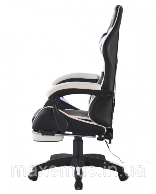 Компьютерное кресло для геймера с подсветкой массажем пультом Bonro B 1 4 4 кресло геймерское с подставкой для ног белое Мостиска - изображение 2