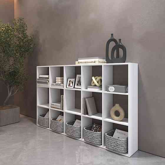 Стеллаж VAYS M-2, книжная полка на 15 ячеек, ЛДСП, 108×29×178 см - для дома, офиса, детской или гостиной Львов