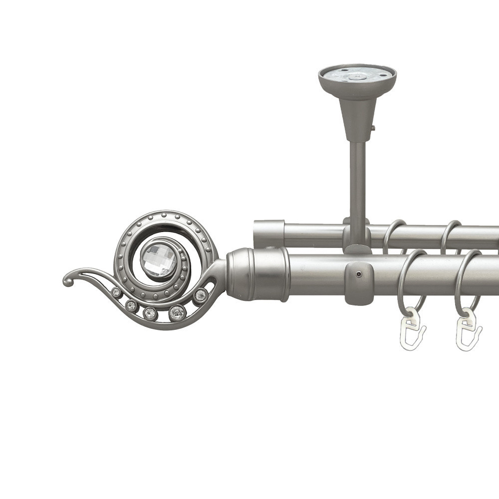 Карниз Orvit Око Дракона металевий дворядний відкритий до стелі гладка труба кільце металеве Сатин 25\16 мм Львов - изображение 1