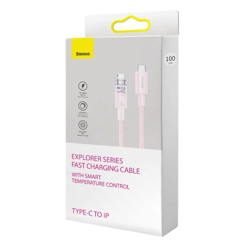 Кабель Baseus Explorer Series Fast Charging Cable with Smart Temperature Control Type-C to iP 20W 1m Pink Киев - изображение 2