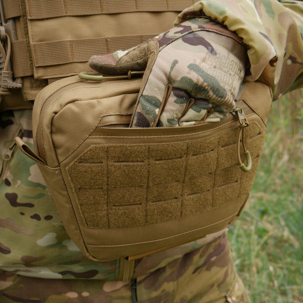 Сумка-напашник XL Kiborg GU Cordura Coyote. Сумка напашник койот с велкро панелью на плитоноску Киев - изображение 9