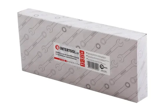 Набор ключей рожково-накидных с трещоткой  6 ед. Intertool Prof (8, 10, 13, 15 ,17, 19 мм) Винница