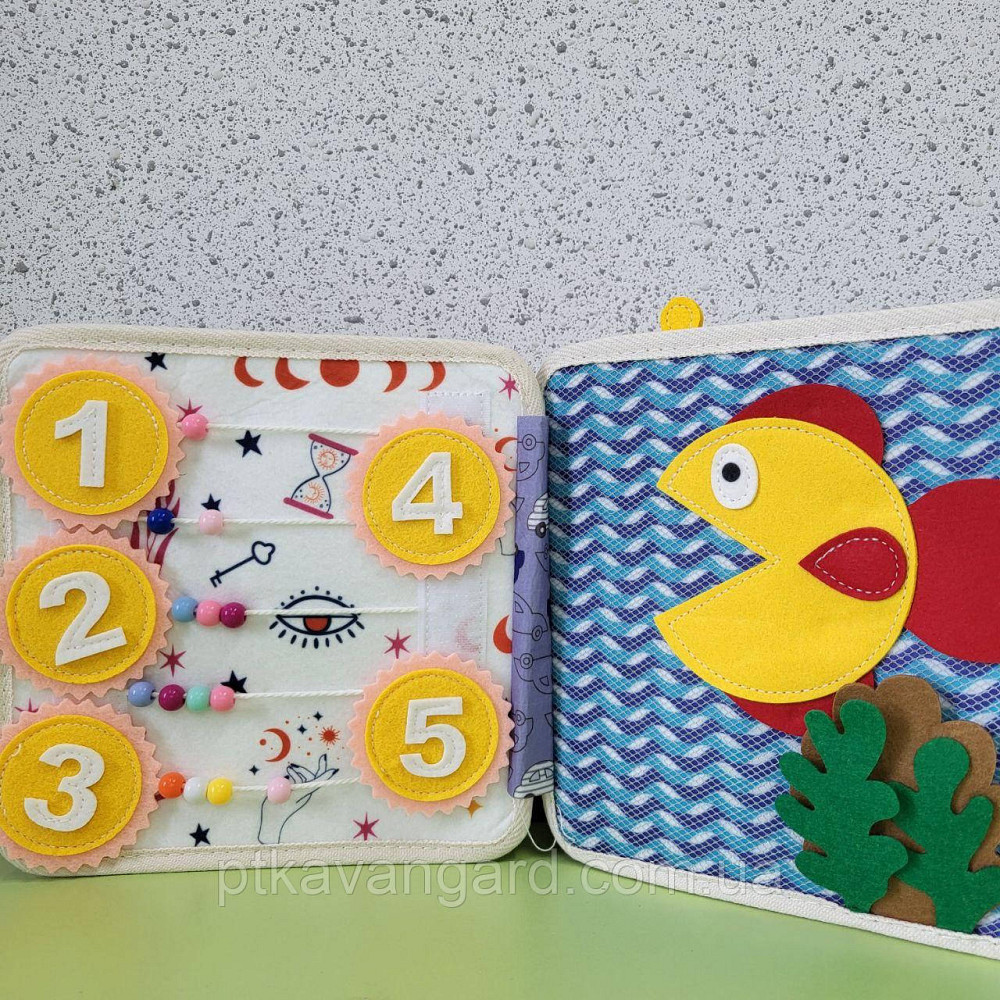 Книга-бизиборд фетровая развивающая мягкая 