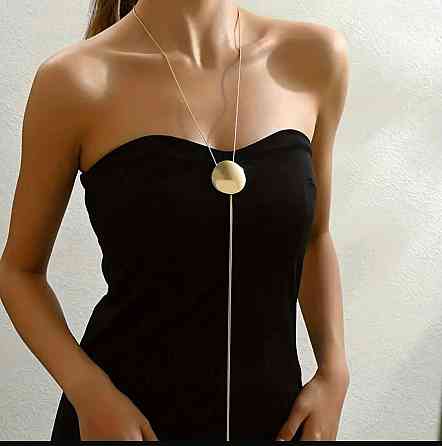 Мінімалістичне кольє-ларіат золотисте з круглим елементом Київ