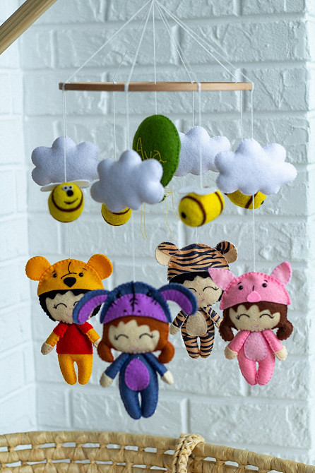 Дитячий мобіль на ліжечко для немовлят WooolyWool «Веселі дівчатка» Київ - фото 5