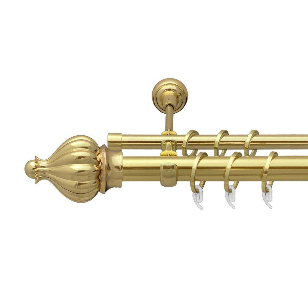 Карниз Orvit Таджа металевий дворядний відкритий гладка труба кільце фасонне металеве  Золото 25\16 мм 240 см Львов - изображение 1