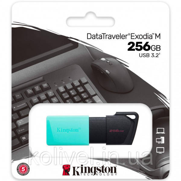 USB Flash Kingston DT Exodia M 256GB USB3.2 Gen1 Black/Teal, Retail (DTXM/256GB#) Киев - изображение 3