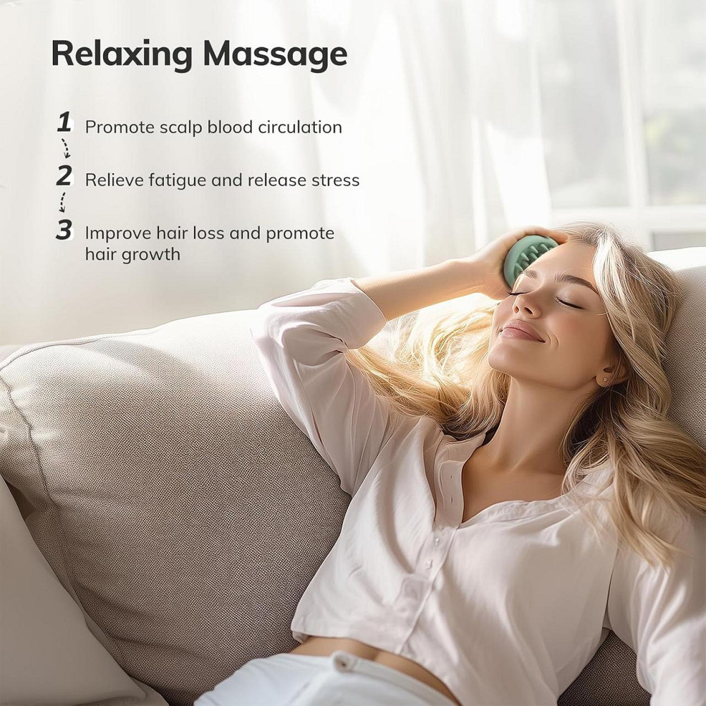 Щітка масажна силіконова Sndyi Fir Green для миття голови та тіла масажер стимул росту проти лупи Київ - фото 2