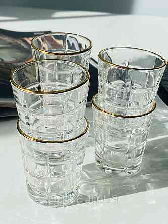 Набір чарок 6 шт. 55 мл "Фортеця" прозорий із золотим обідком для дому та ресторану Київ