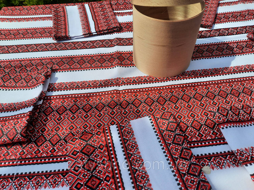 Вышитая скатерть красная с сетами Киев - изображение 8