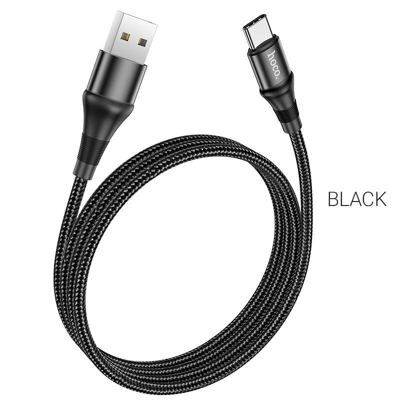 Кабель HOCO X50 USB to Type-C 3A, 1m, nylon, aluminum connectors, Black Київ - фото 3