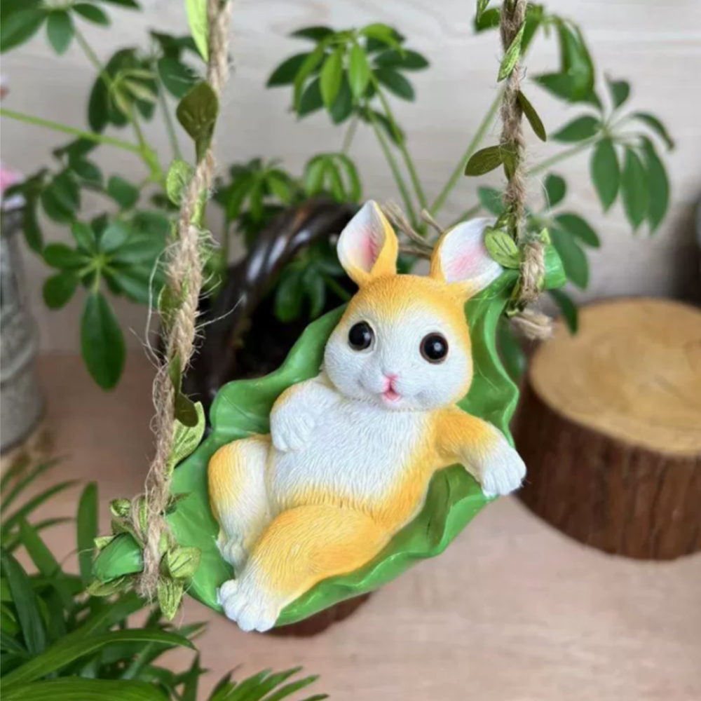 Кролик Мрійник у гамаку 15 х 9 см Полістоун. Для міні-саду. тераси, саду, балкону Одеса - фото 1
