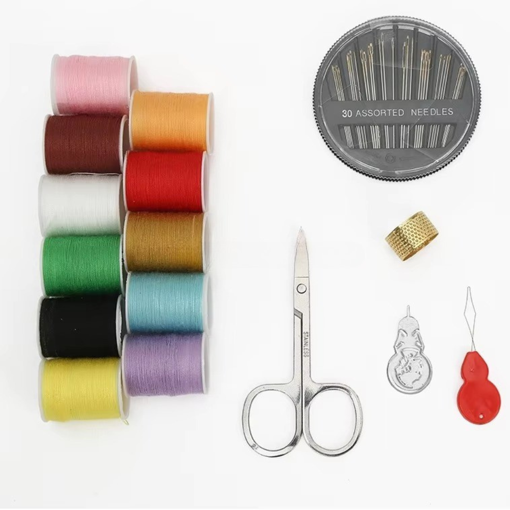 Набор для шитья аксессуары для шитья: нитки, иголки, ножницы с сумкой на молнии цвет чёрный Каменец-Подольский - изображение 5