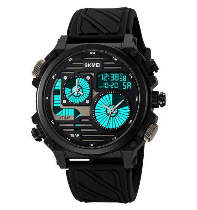 Годинник чоловічий наручний спортивний Skmei 2202 (Чорний силіконовий ремінець) Київ - фото 3