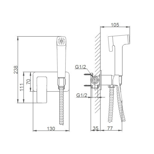 Гігієнічний душ прихованого монтажу FRAP F2084 хром Київ - фото 10