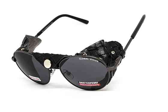 Окуляри захисні Global Vision Aviator-5 GunMetal (gray), сірі в темній оправі зі з'ємним ущільнювачем із синтетичної "шкіри" Київ