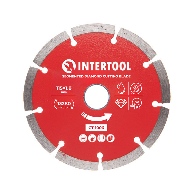 Диск отрезной сегментный алмазный, 115 мм, 22-24%, 13280 об/мин INTERTOOL CT-1006 Киев - изображение 1