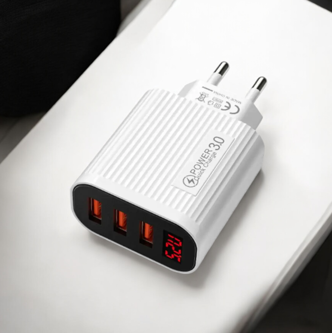 Адаптер живлення 220В 3,0А QC3.0 USBx3 LCD Quick Charger 36-2 Одеса - фото 1