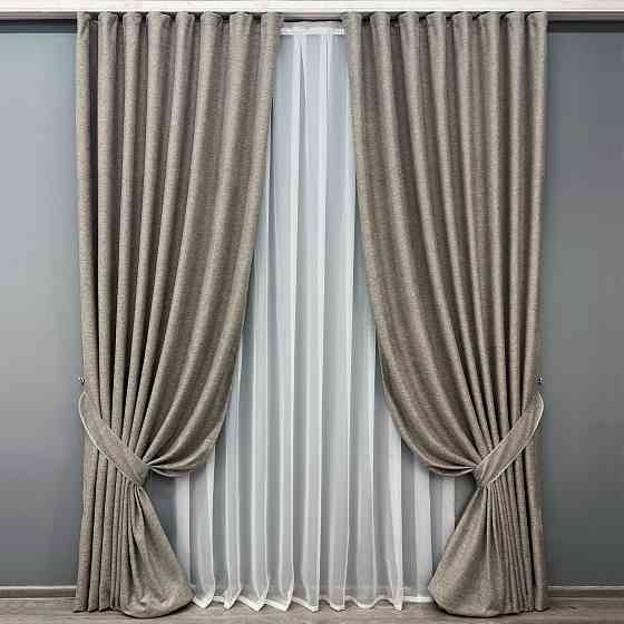Комплект готових штор VR-Textil Льон Grand Linen № 2029ш Тауп 200х300см 2 шт (32-384) Київ
