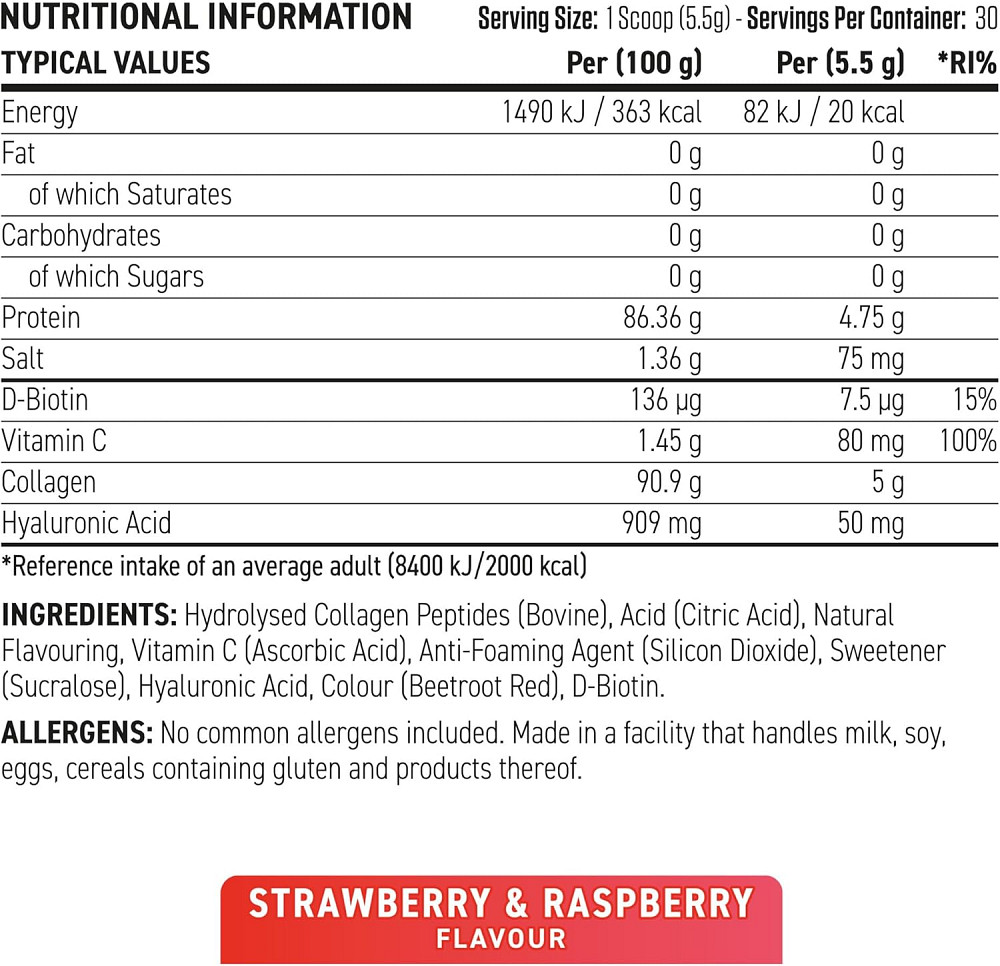 Колаген Applied Nutrition Collagen 165g (STRAWBERRY AND RASPBERRY) Луцьк - фото 2