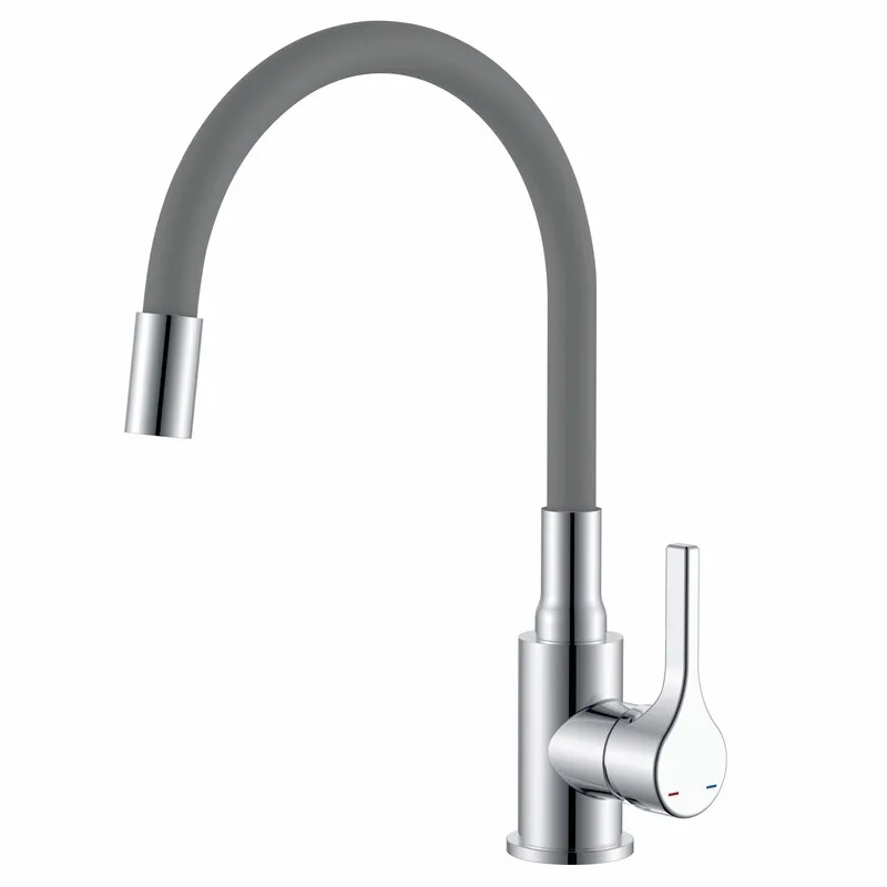 Змішувач для кухні Zerix Rex-011 Chrome Refl.Grey з нержавіючої сталі (Колір хром+силіконовий вилив сірий) (ZX6128)   ( 29053 ) Харків - фото 1