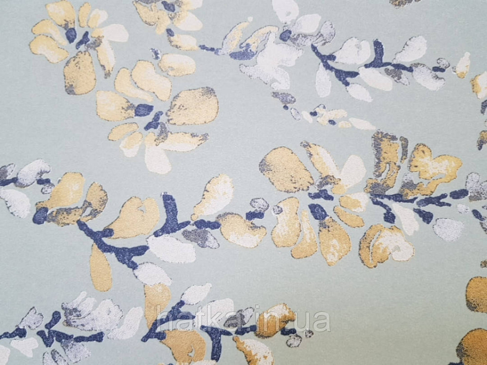 Обои флизелиновые  Khroma LAV602 LA VIE EN ROSE бирюзовые ветки  цветы золотистые Киев - изображение 2