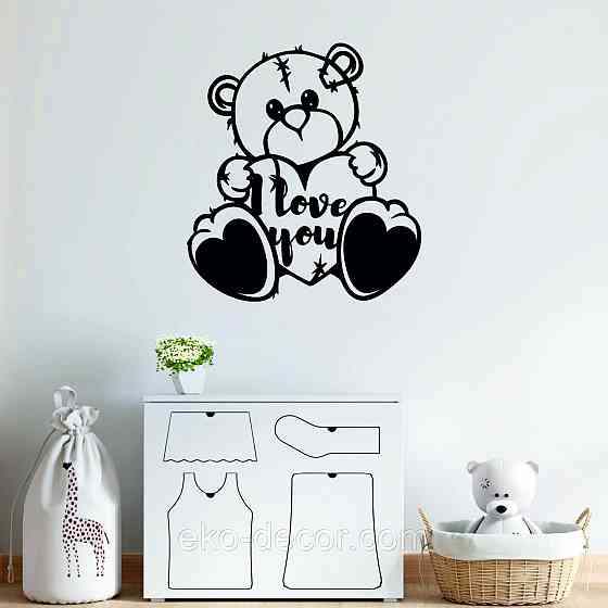 Декоративное настенное Панно «Мишка» Декор на стену 90*82 см, Черный Киев