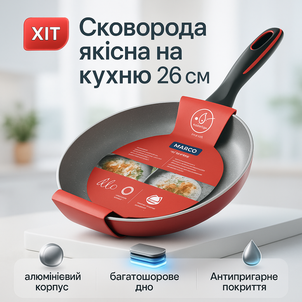 Сковорода з легкого алюмінію MG-1178 26 см, Сковорода для приготування для кухаря VB-67 Львів - фото 15