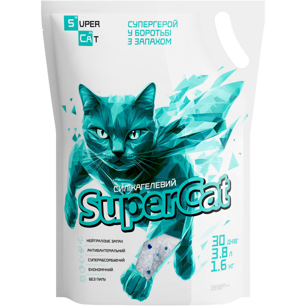 Силікогелевий наповнювач СуперКет SuperCat для котячих туалетів 3.8 л (1.6 кг) Київ - фото 1