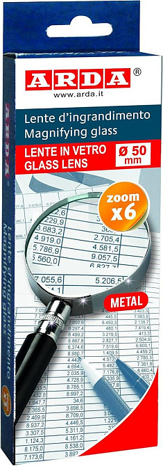 Лупа Arda Magnifying Glass 3x 50 мм стеклянная линза хромированная рамка ручная карманная Киев - изображение 2