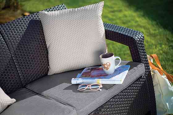 Диван пластиковий садовий Keter Corfu II Love seat, графіт Київ