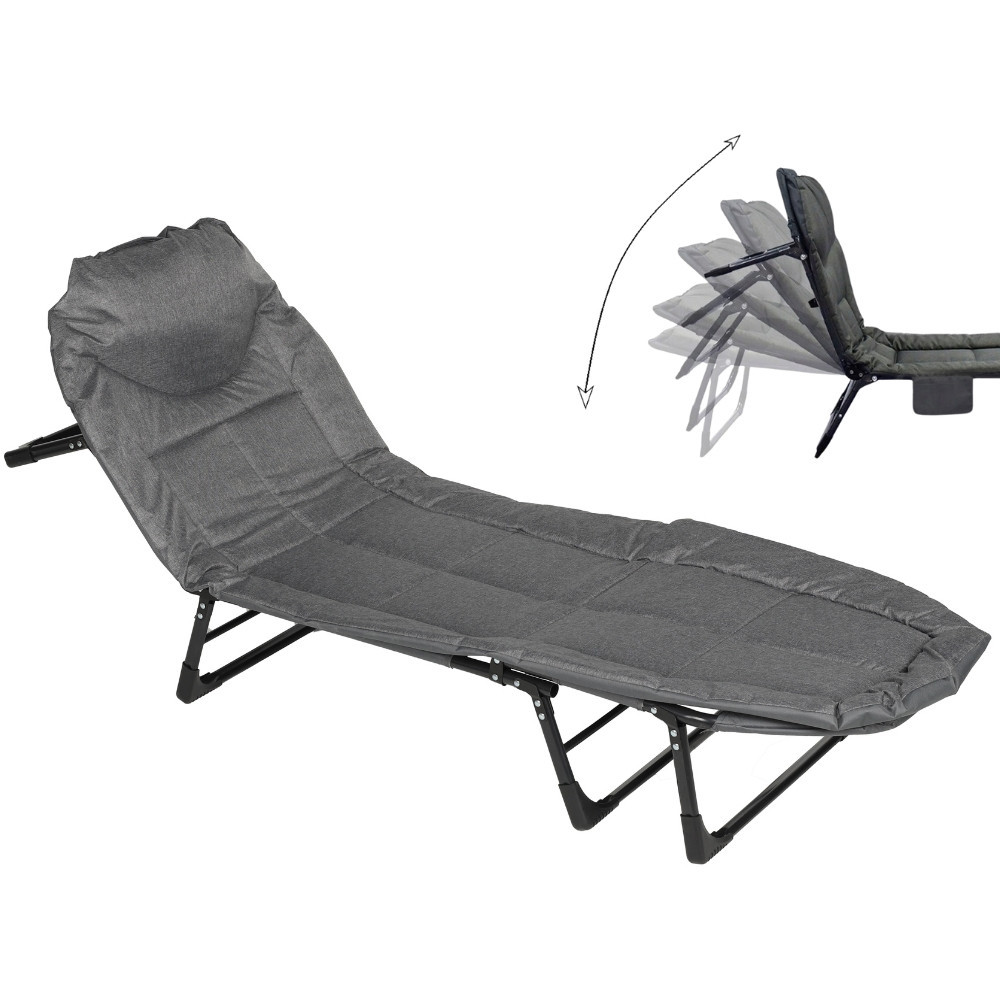 Шезлонг лежак кровать раскладная Bonro B2002-4 темно-серый раскладачка Киев - изображение 7