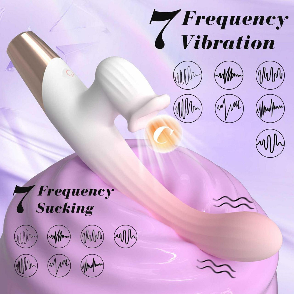 Вибратор-кролик 3 в 1 с функцией нагрева Dual Action Heating Vibe Sex Aura Киев - изображение 6