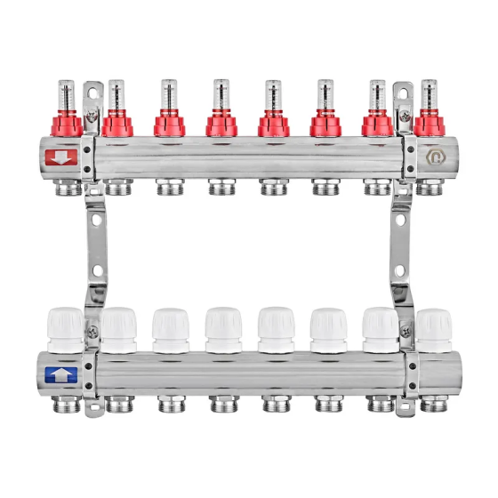 Колекторний блок з витратомірами EUROPRODUCT EP.B3110-08-1”x8 (корп. латунь) (EP6196) Київ
