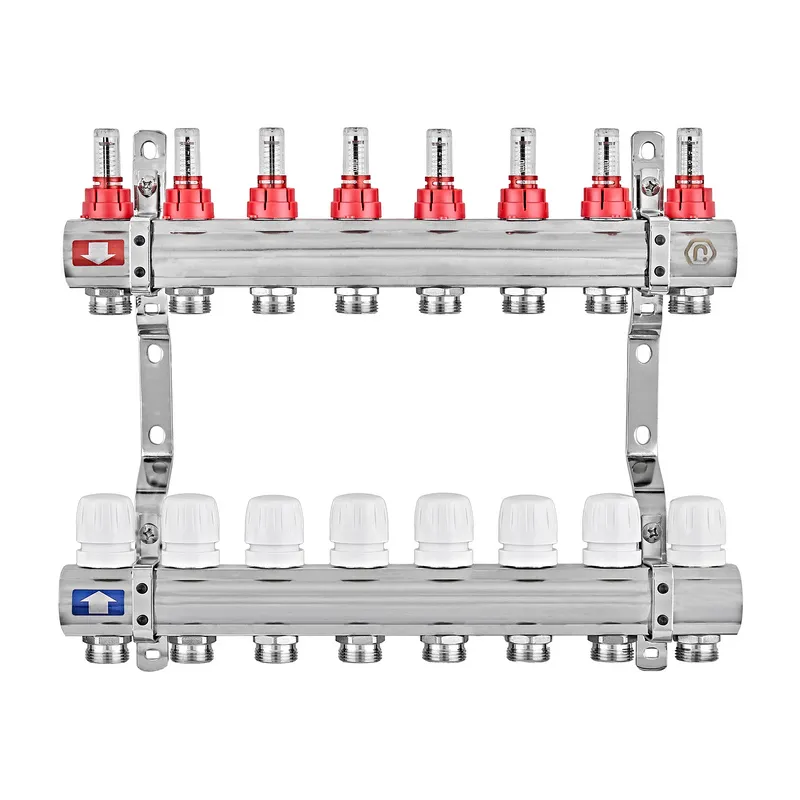 Колекторний блок з витратомірами EUROPRODUCT EP.B3110-08-1”x8 (корп. латунь) (EP6196) Київ - фото 1